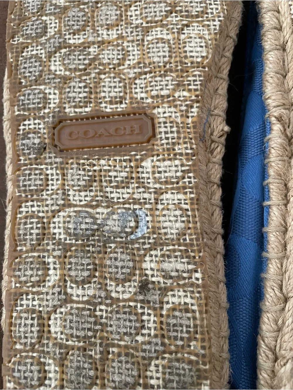 Coach Light Blue Canvas Espadrille Slip-Ons
